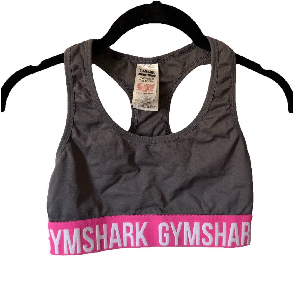 Gymshark Womens Small Seamless Sports Bra Racerback Gray Pink Workout Activewear